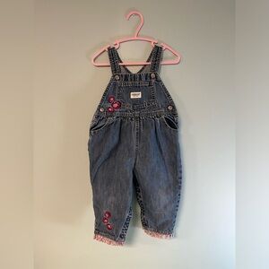 Oshkosh B’gosh Blue Jean with Flower Sticking Overalls, Baby Girl Size 18months